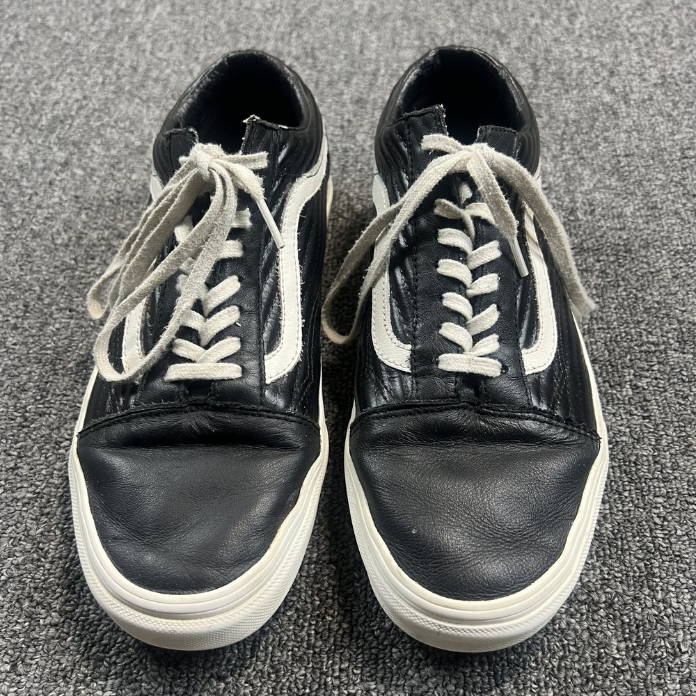 Vans Y2K Old Skool Quilted Leather Sneaker 8.5M 10W Black White Streetwear Skate